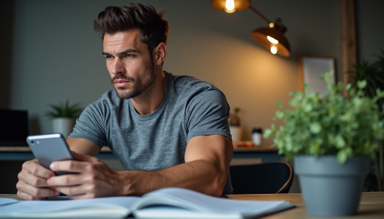 Man putting away distractions to focus
