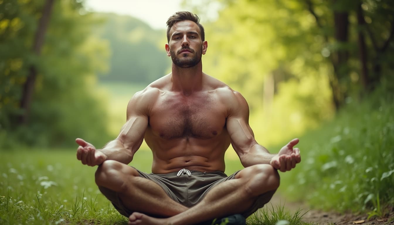 Mann, der in der Natur meditiert