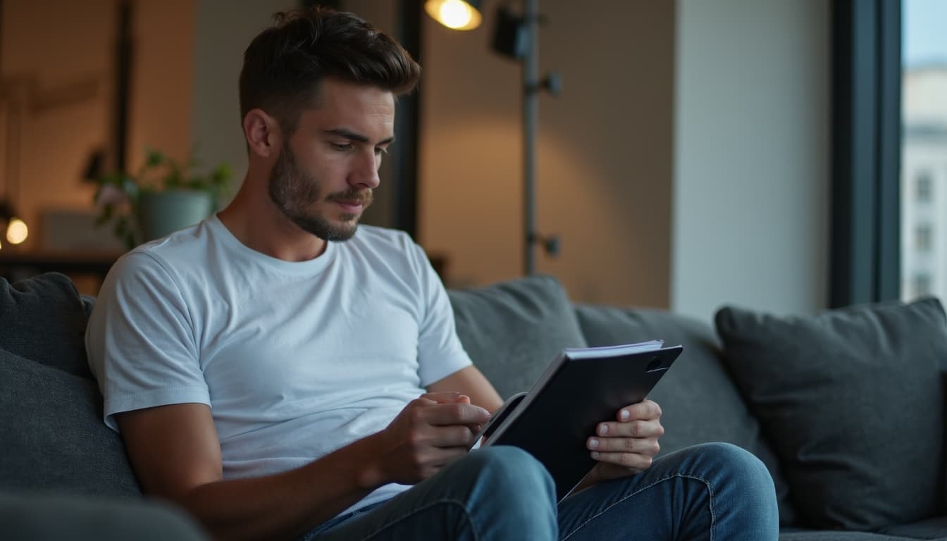 Man Reviewing Notes