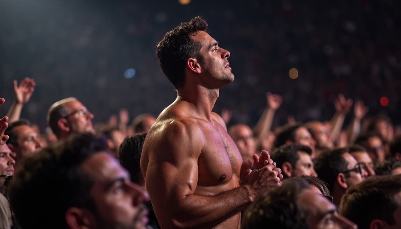 Homem em um show, sentindo a música