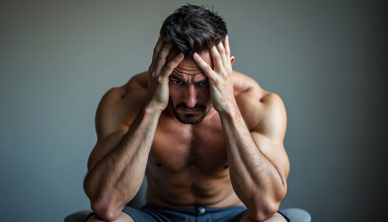 Man looking stressed and overwhelmed