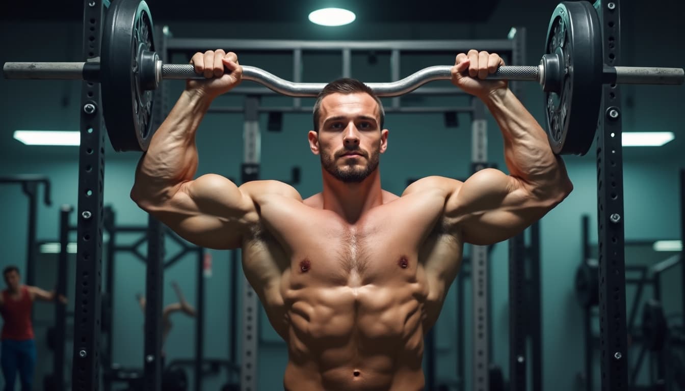 Man performing strength training exercises