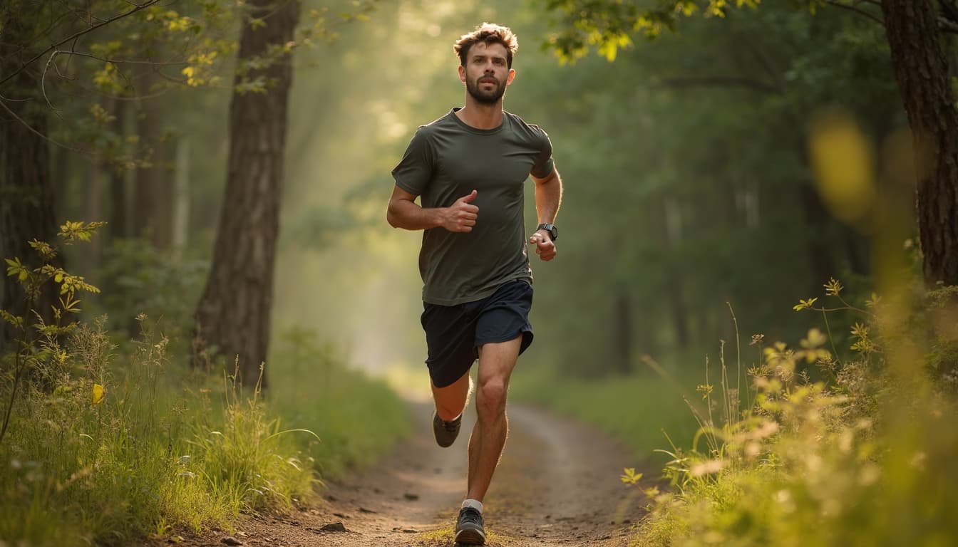 Male jogging in nature