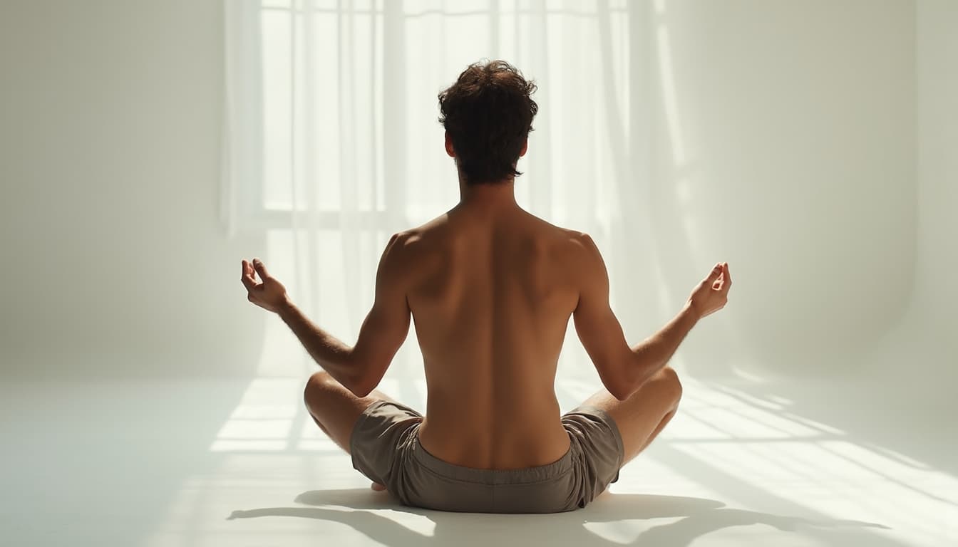 Male preparing for meditation