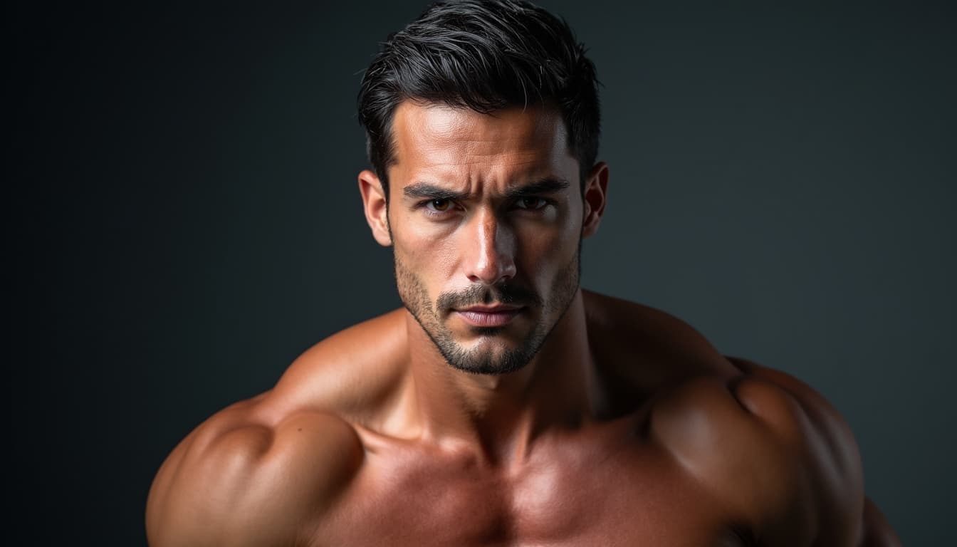 Un homme bien bâti se tenant avec confiance, incarnant la force et la résilience.