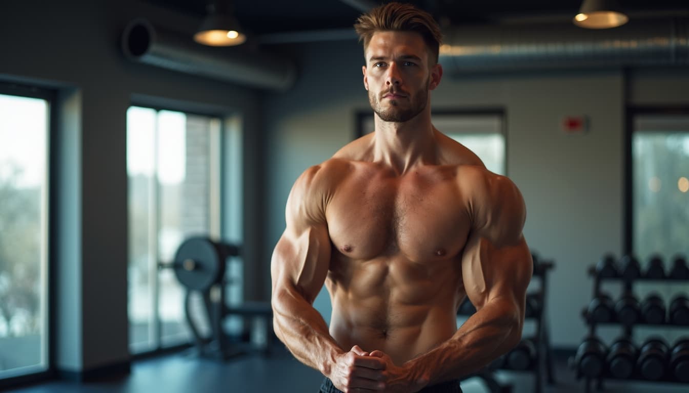 Attractive Man in Fitness Studio