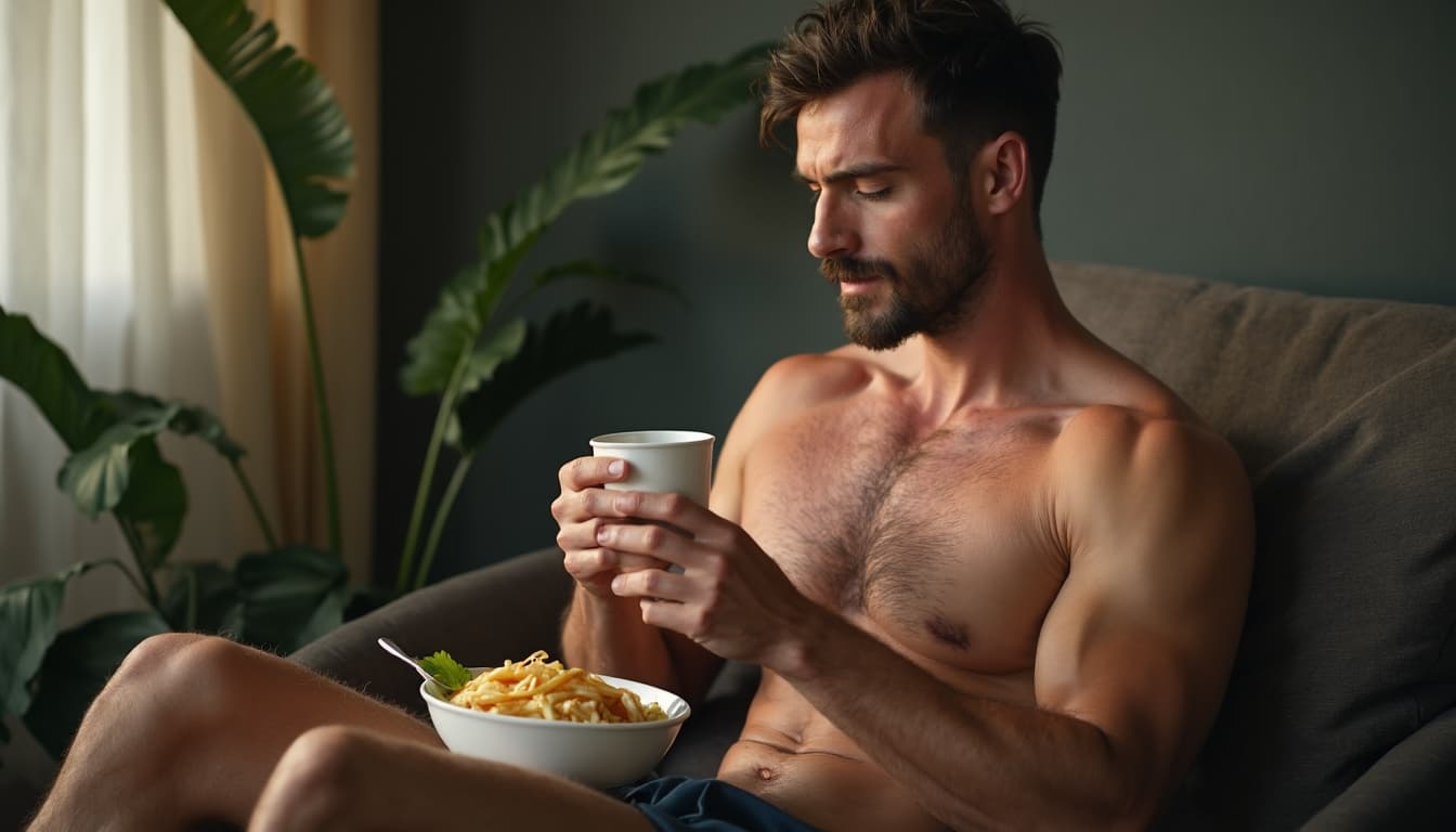 Man enjoying post-workout meal