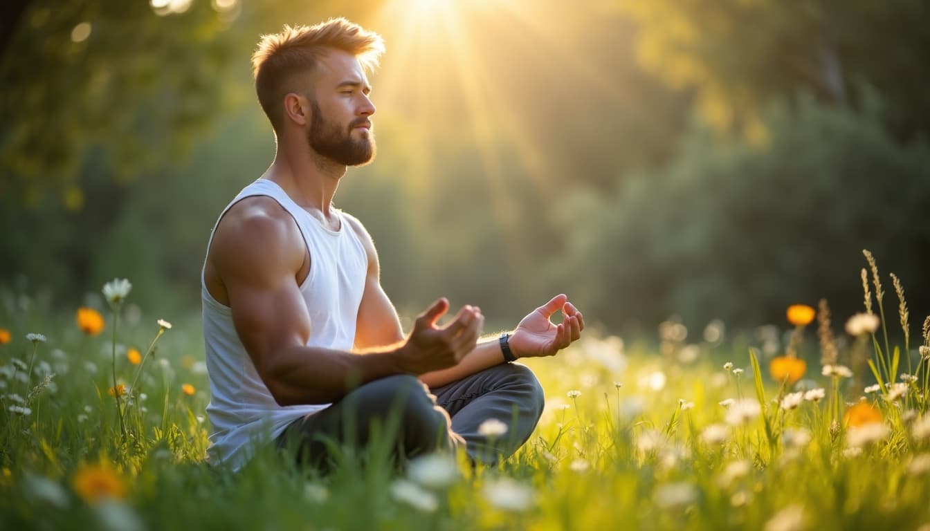 Man meditating in nature