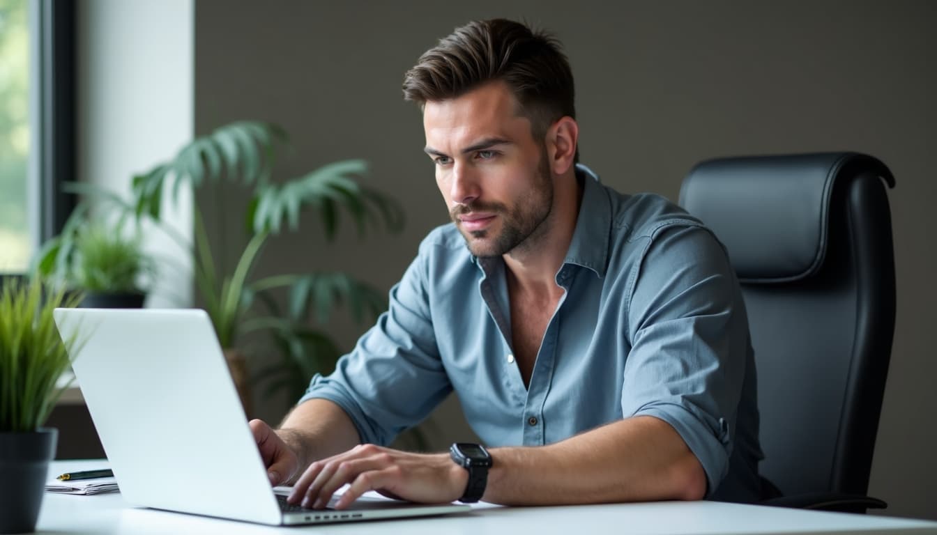 A man reviewing his professional goals