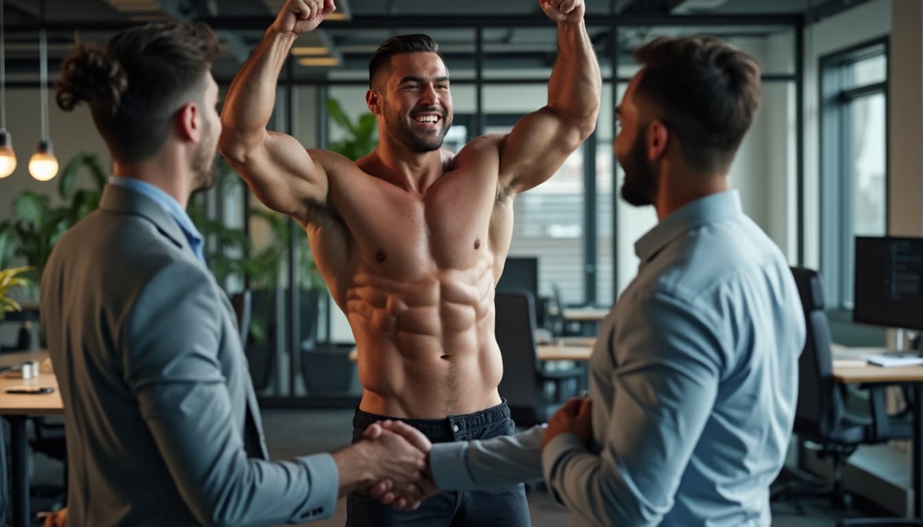 Man demonstrating team support gesture