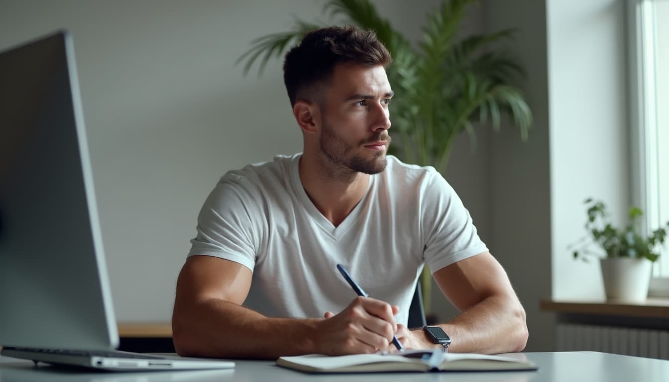 Man in deep thought, embodying digital mastery