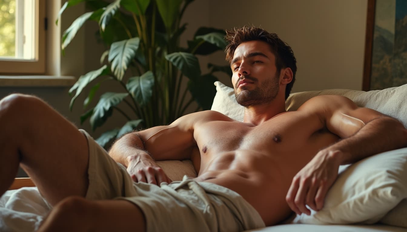 Hombre Relajado Disfrutando del Tiempo Libre