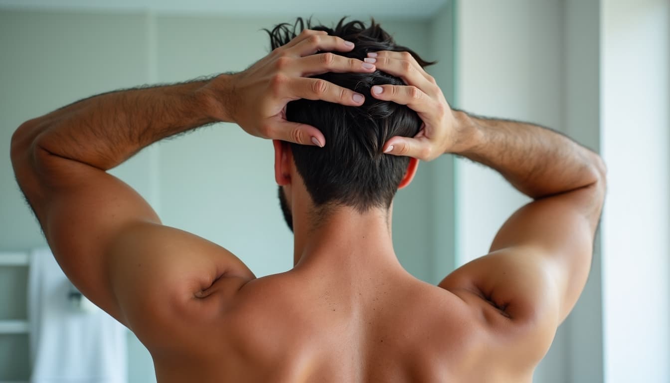 Man Applying Hair Conditioner