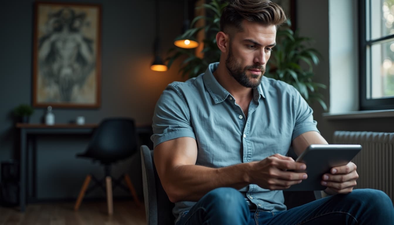 Man thoughtfully considering information