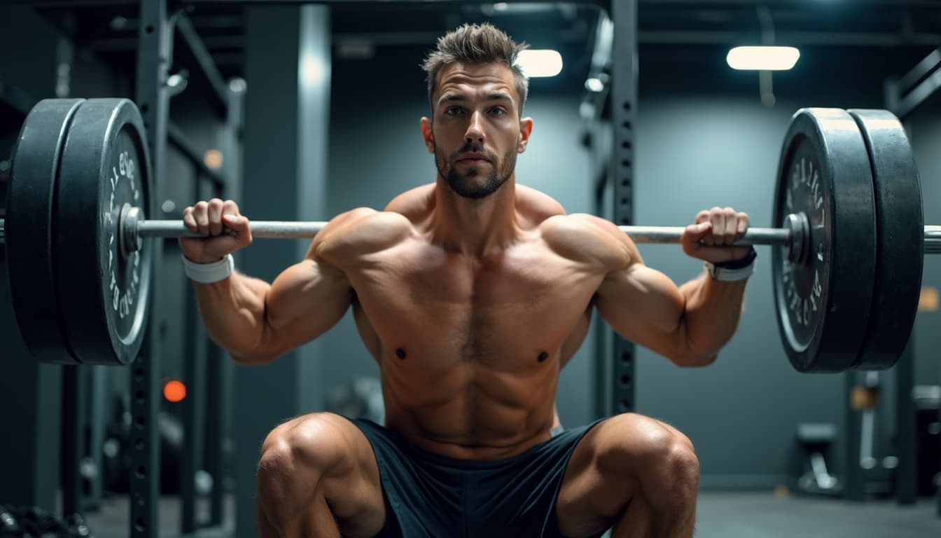 Man Performing Barbell Squat