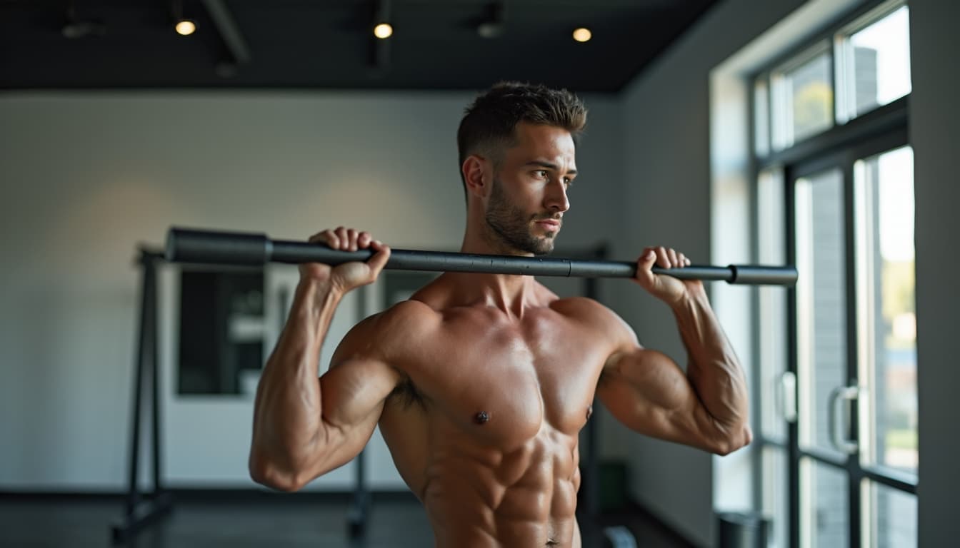 Muscular man performing physical training for endurance