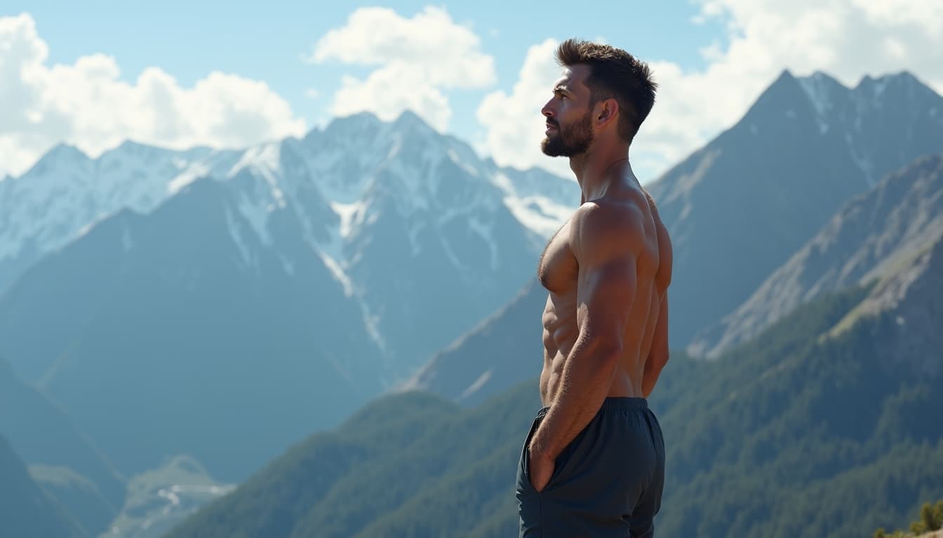 Solo Traveler Contemplating a Majestic Mountain View