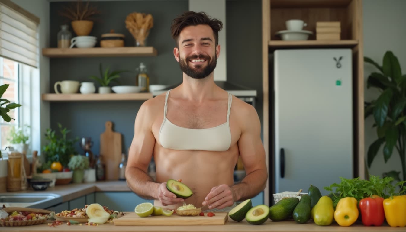 Stilvoller LGBTQ+ Mann mit Avocado