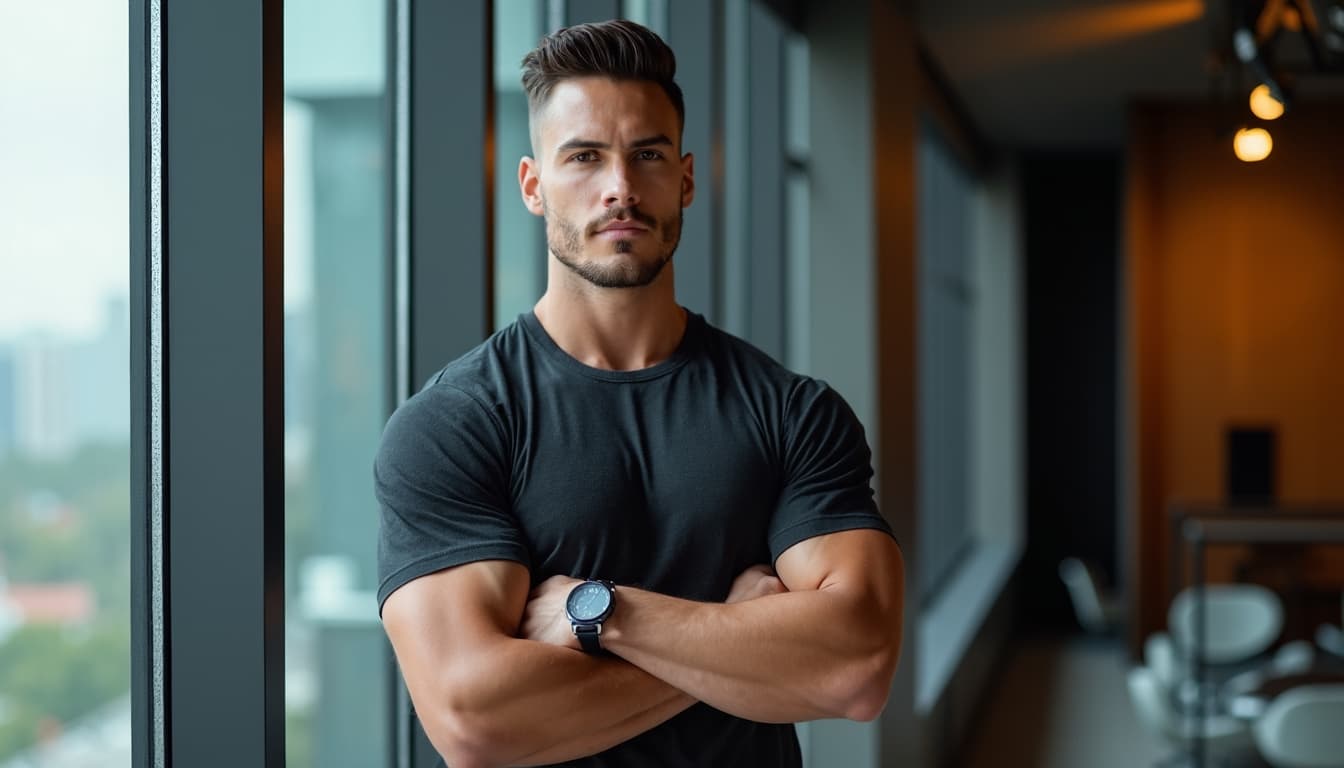 Hombre Sereno Irradiando Bienestar Holístico