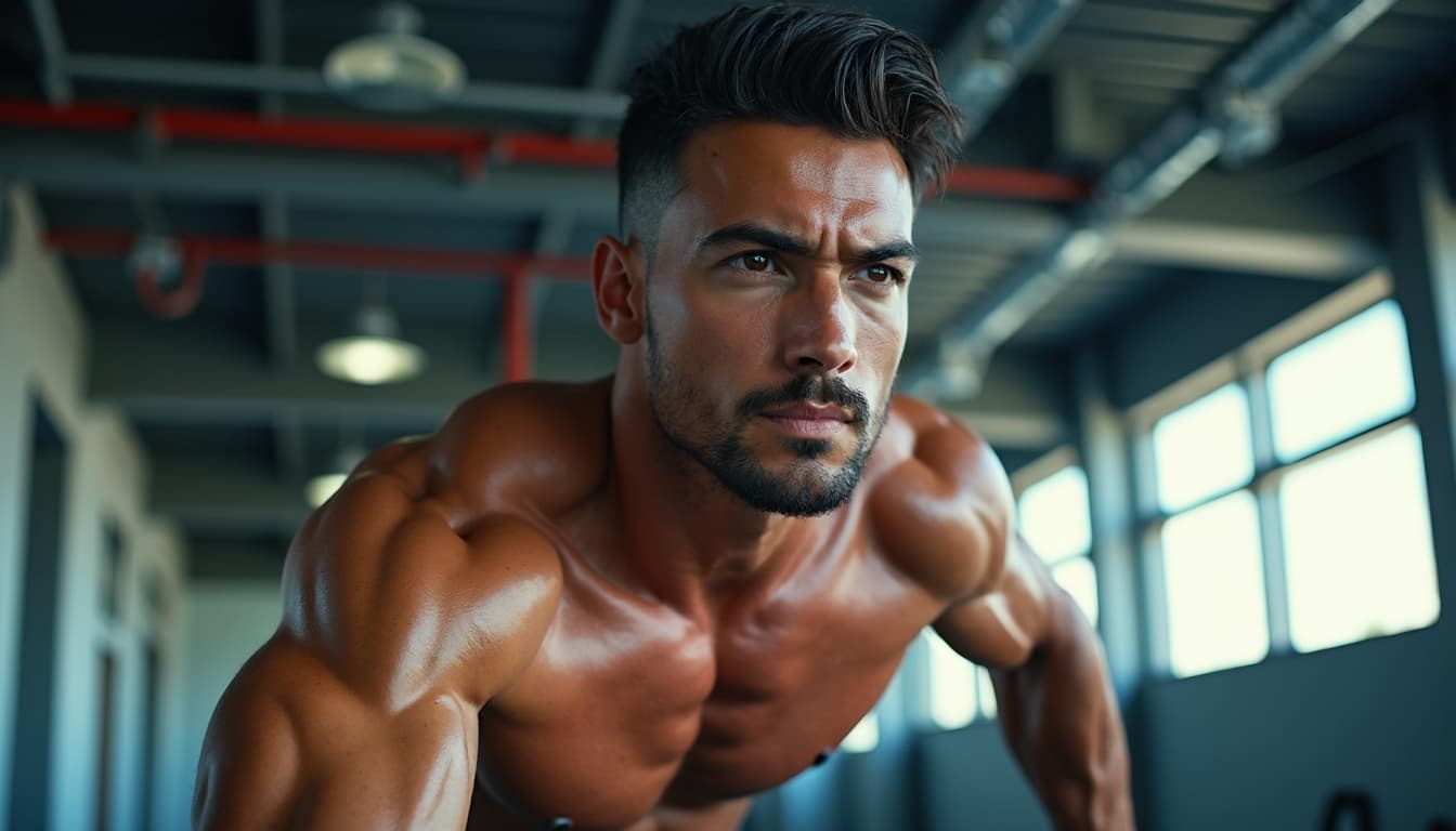 Atleta Enérgico Manteniendo el Enfoque