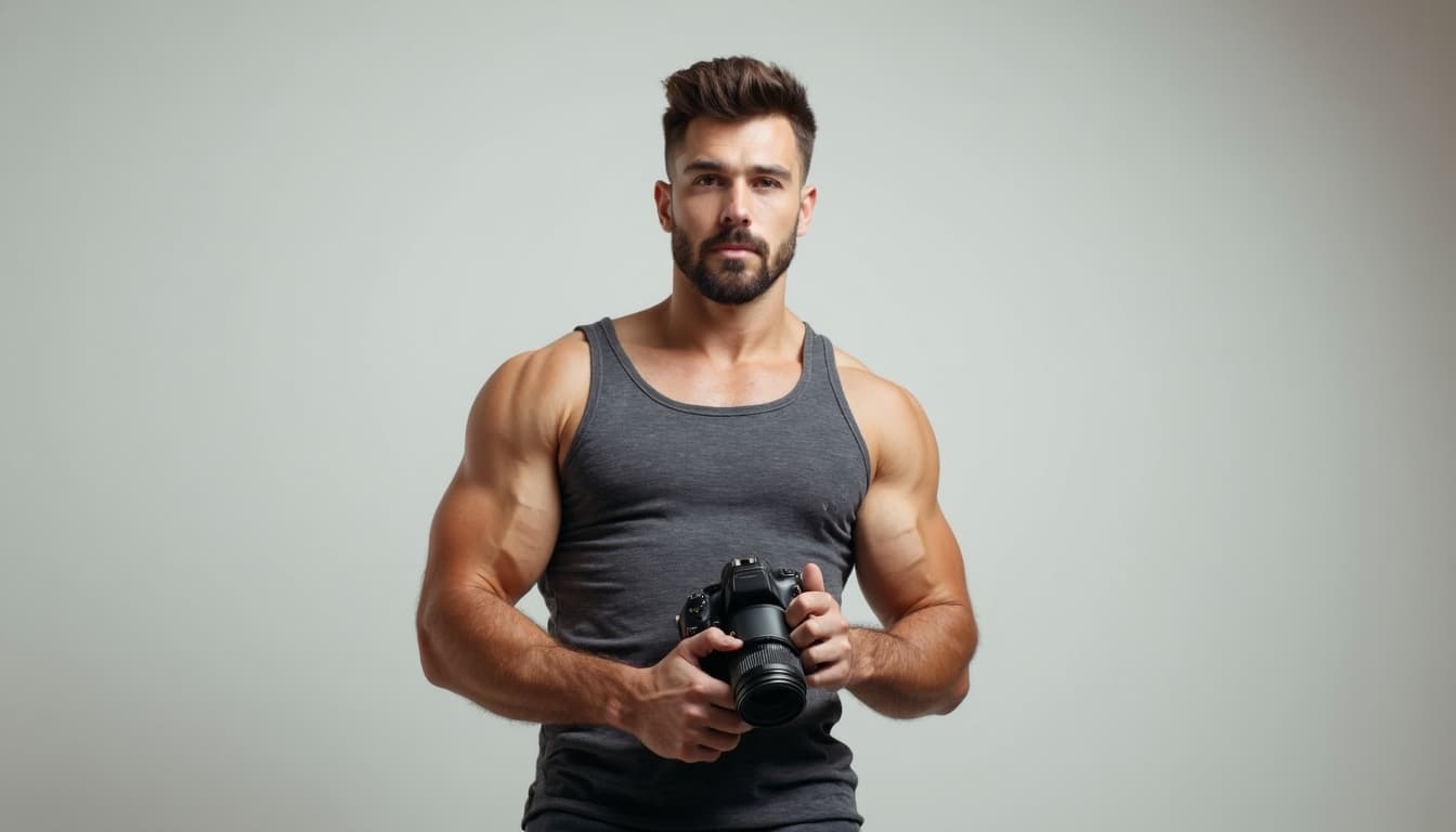 A Man Posing with his Camera