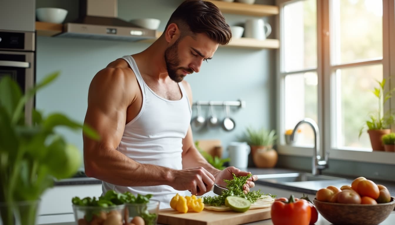 Man preparing a healthy meal