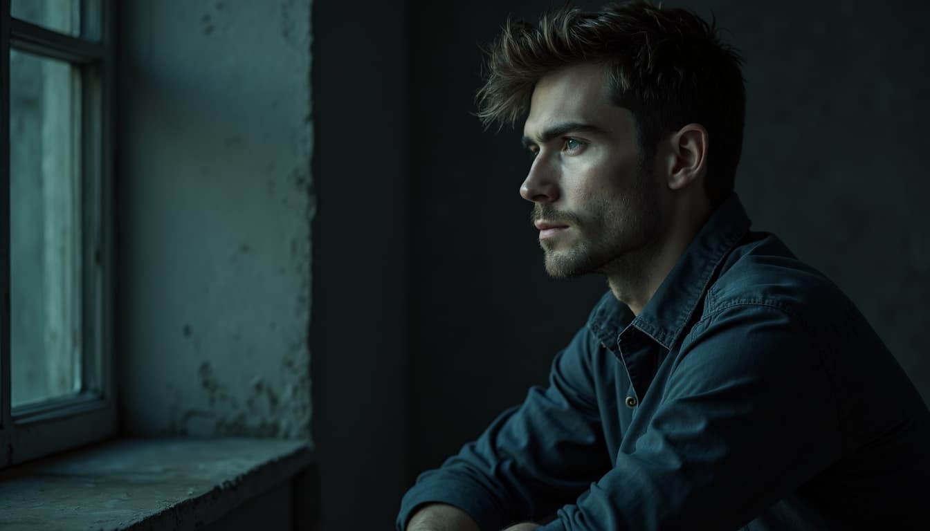 Hombre contemplativo reflexionando