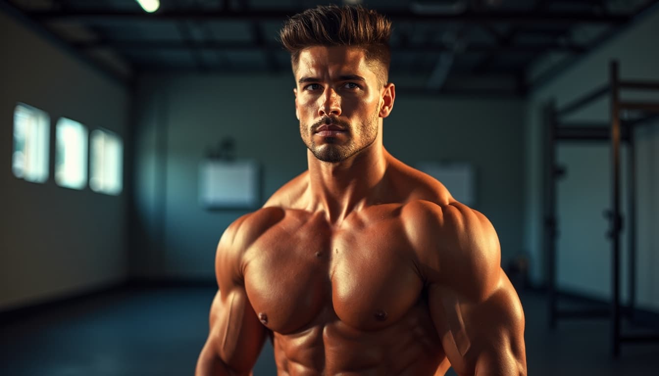 A muscular man standing in a confident pose