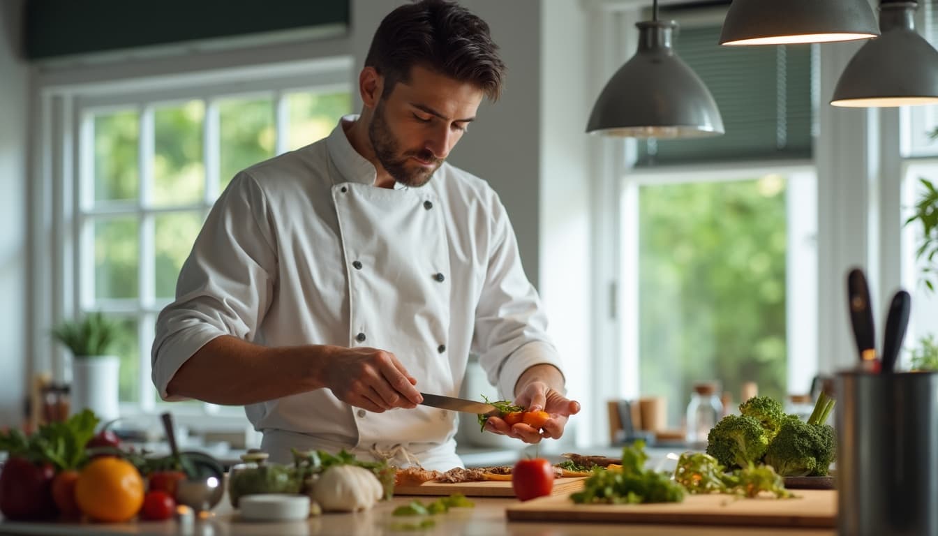 Chef preparing a healthy meal