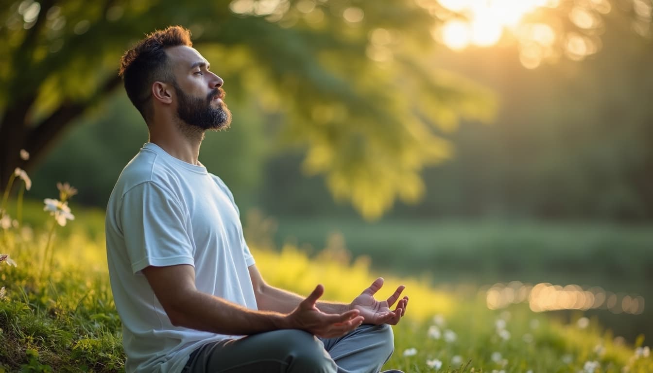 Man meditating peacefully