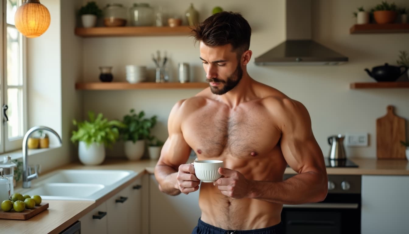 Man mindfully beginning his day
