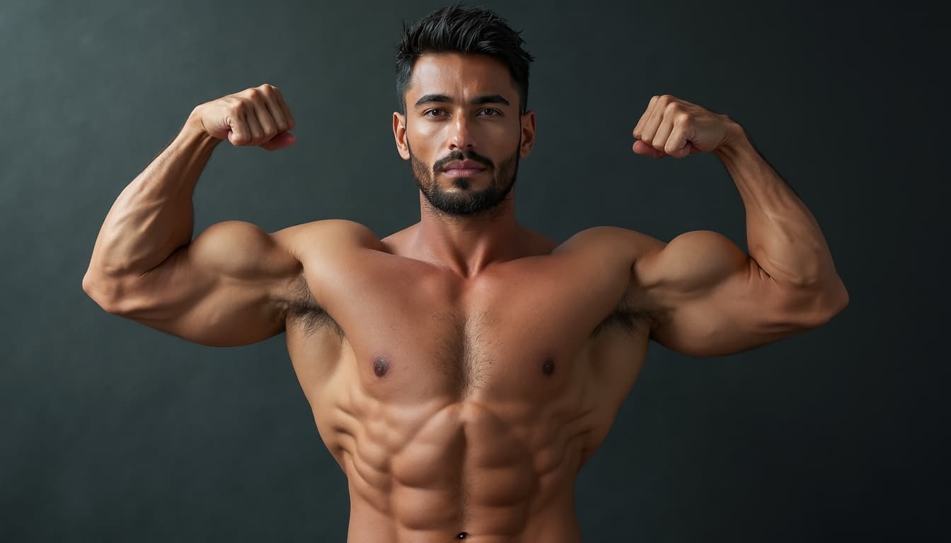 Muscular man in powerful pose