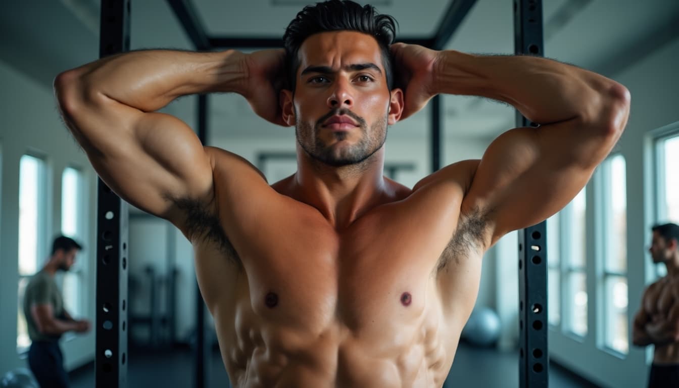 Man showcasing athletic strength and vitality