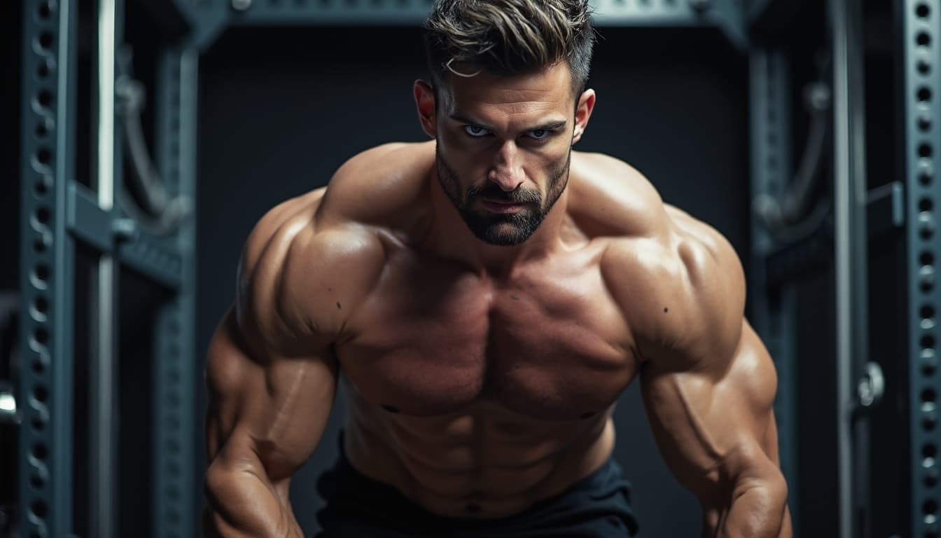 Man working out intensely