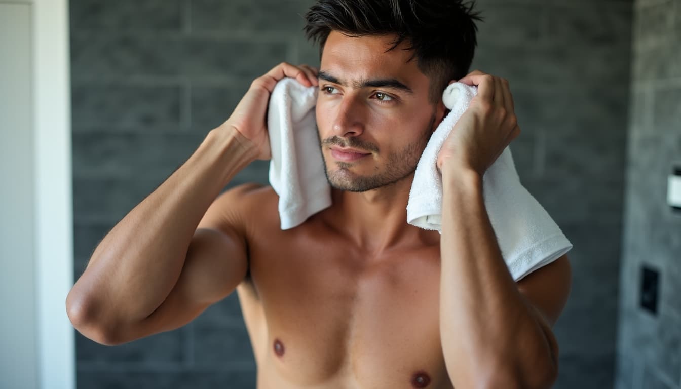 Man Drying Ears