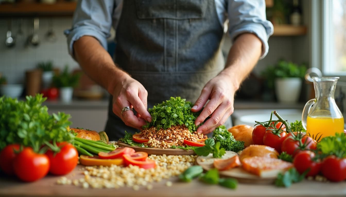 Man Enjoying a Balanced Diet