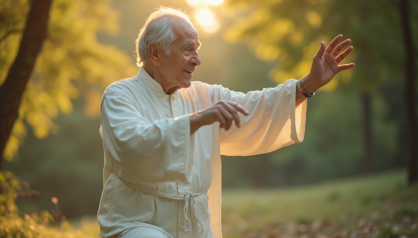 Man Practicing Tai Chi Outdoors