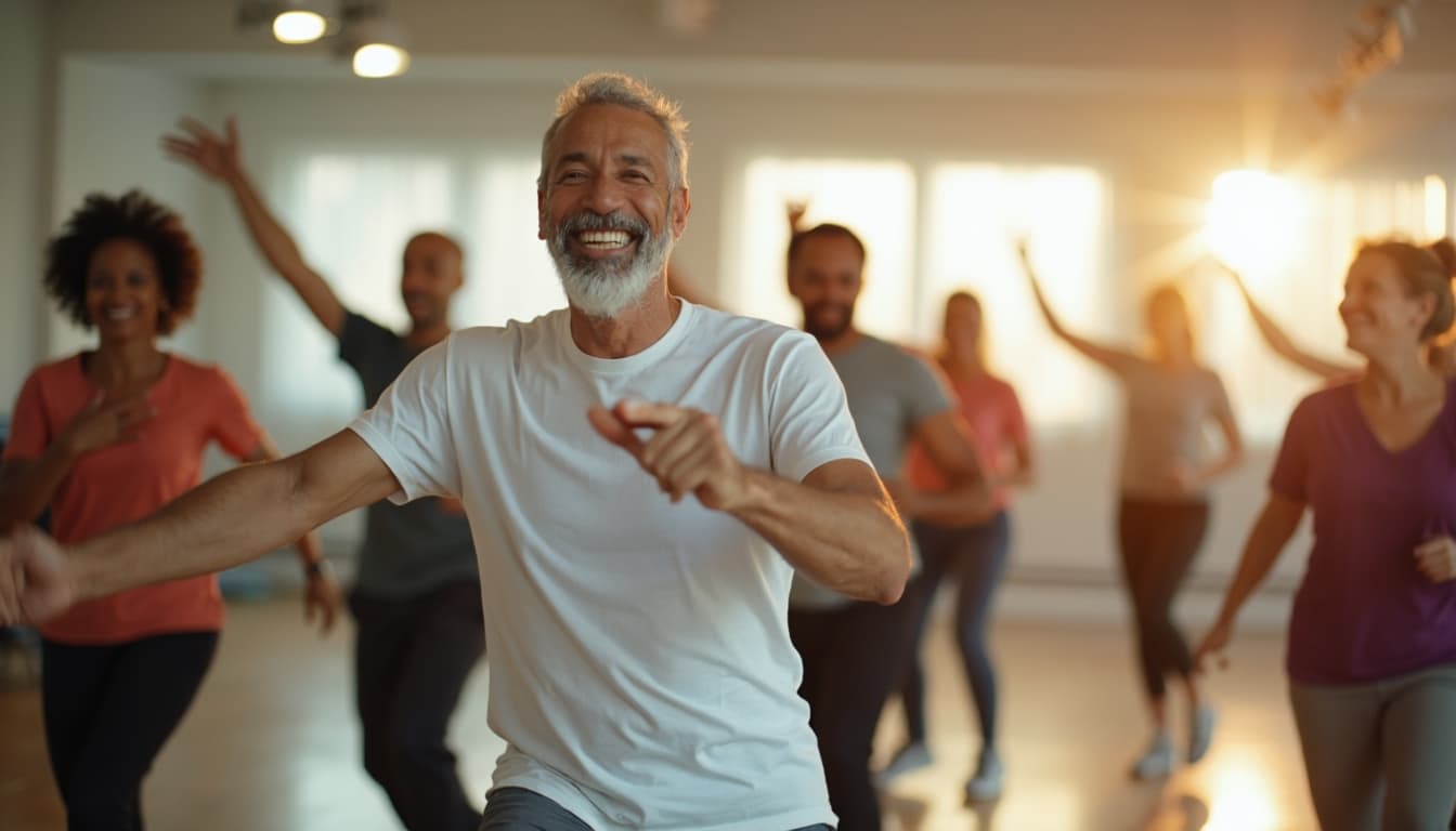 Older Man Enjoying Dance Class