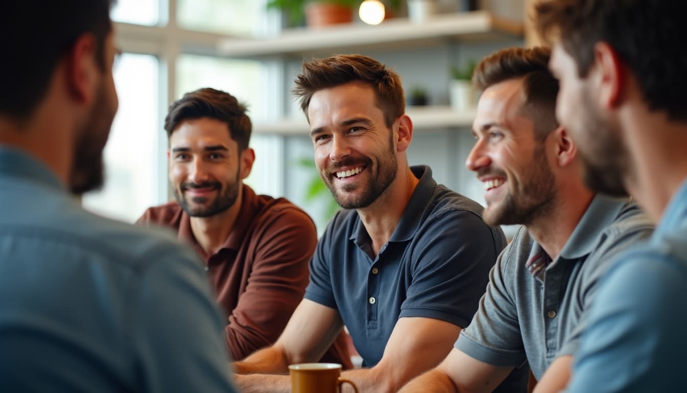 Homme souriant et engagé dans une activité d'apprentissage en groupe