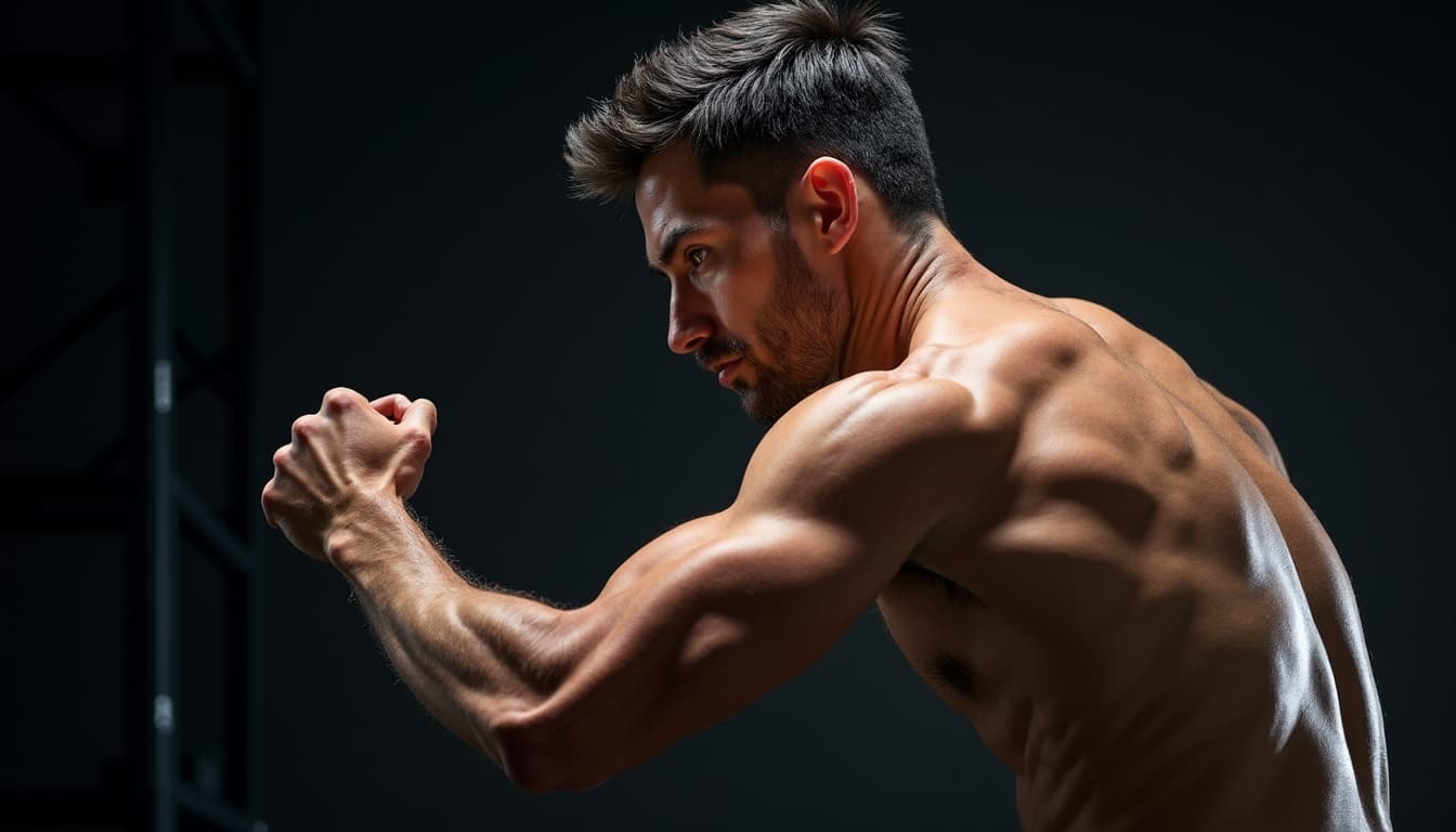 Hombre musculoso en acción