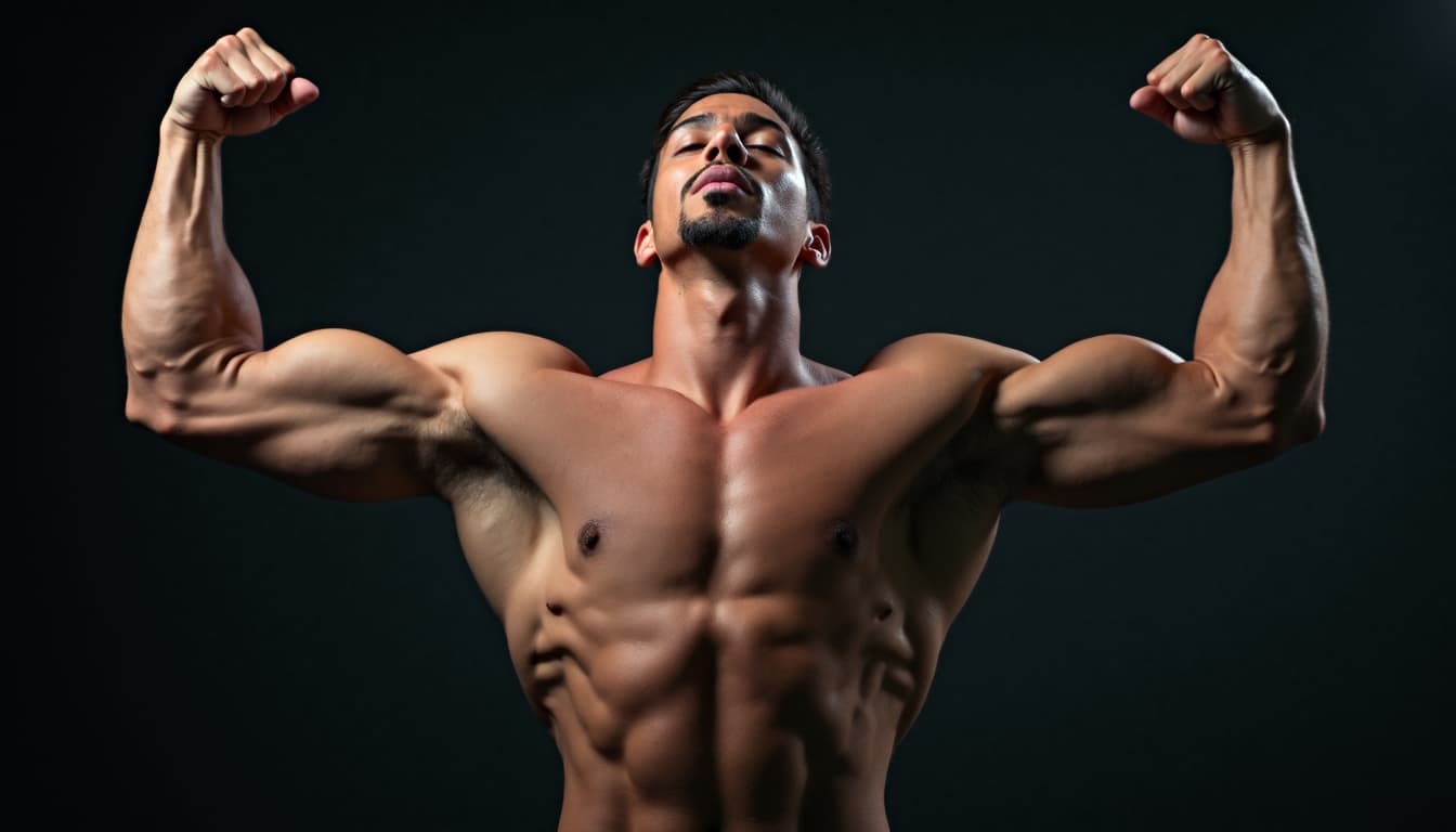 Homem Atlético Destacando a Força Muscular