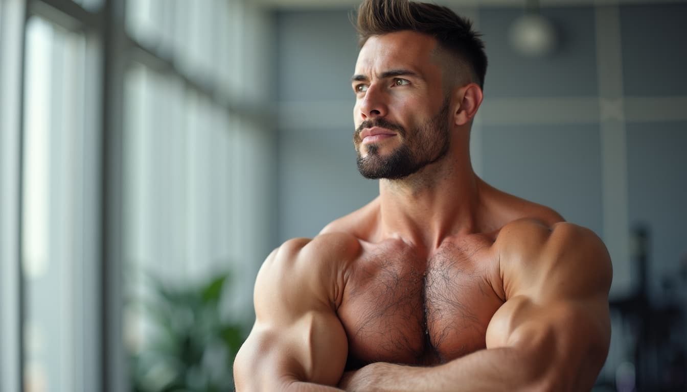 Man in peak performance