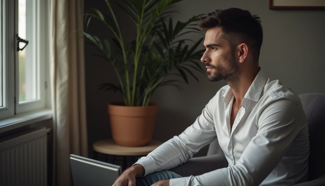 Man in thoughtful introspection