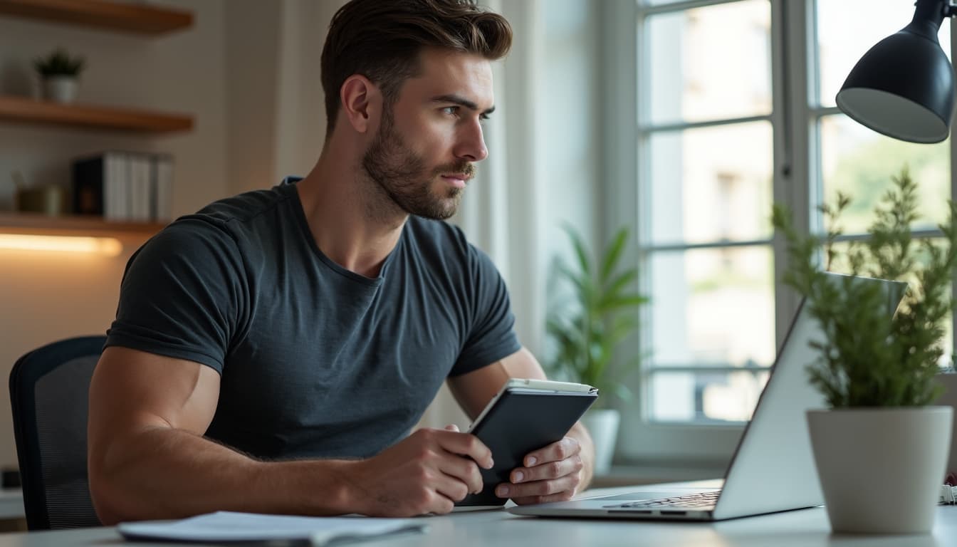 Man deeply engaged in self-reflection