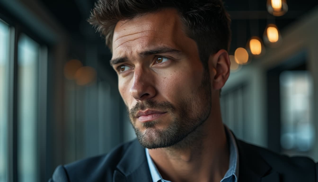 Man contemplating modern demands