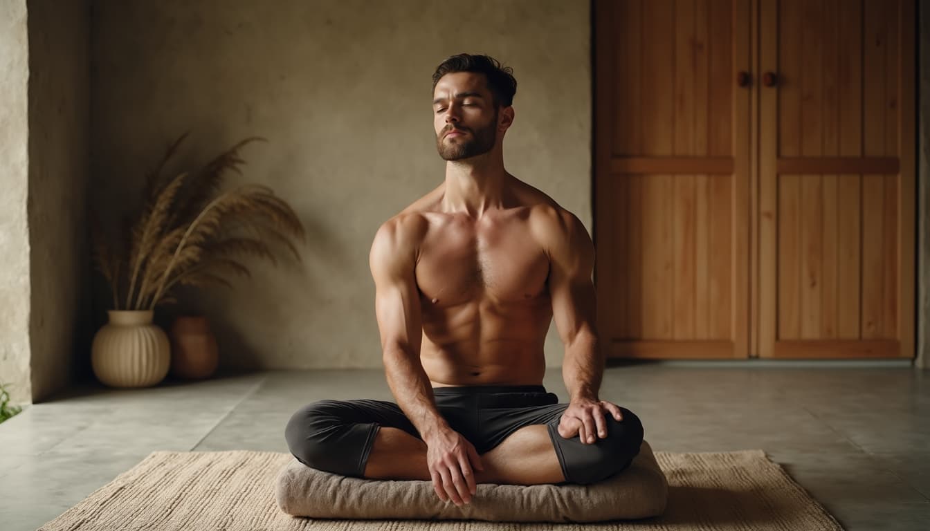 Man in deep silent meditation