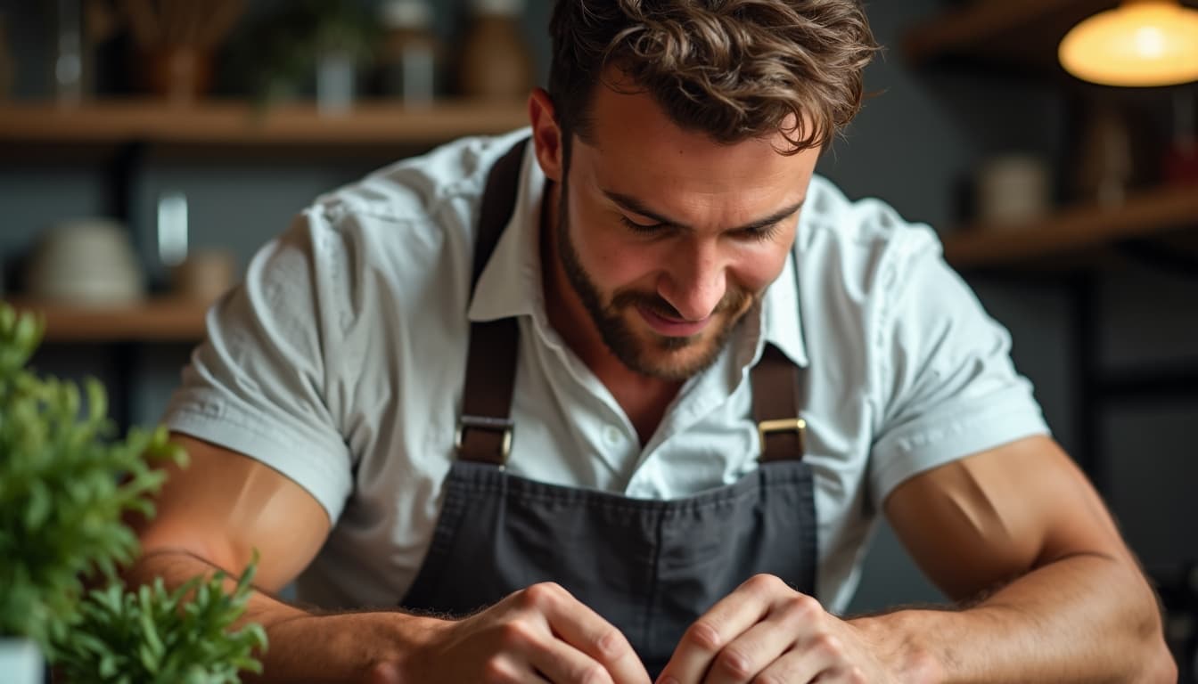 Man pursuing a personal passion with focused enjoyment