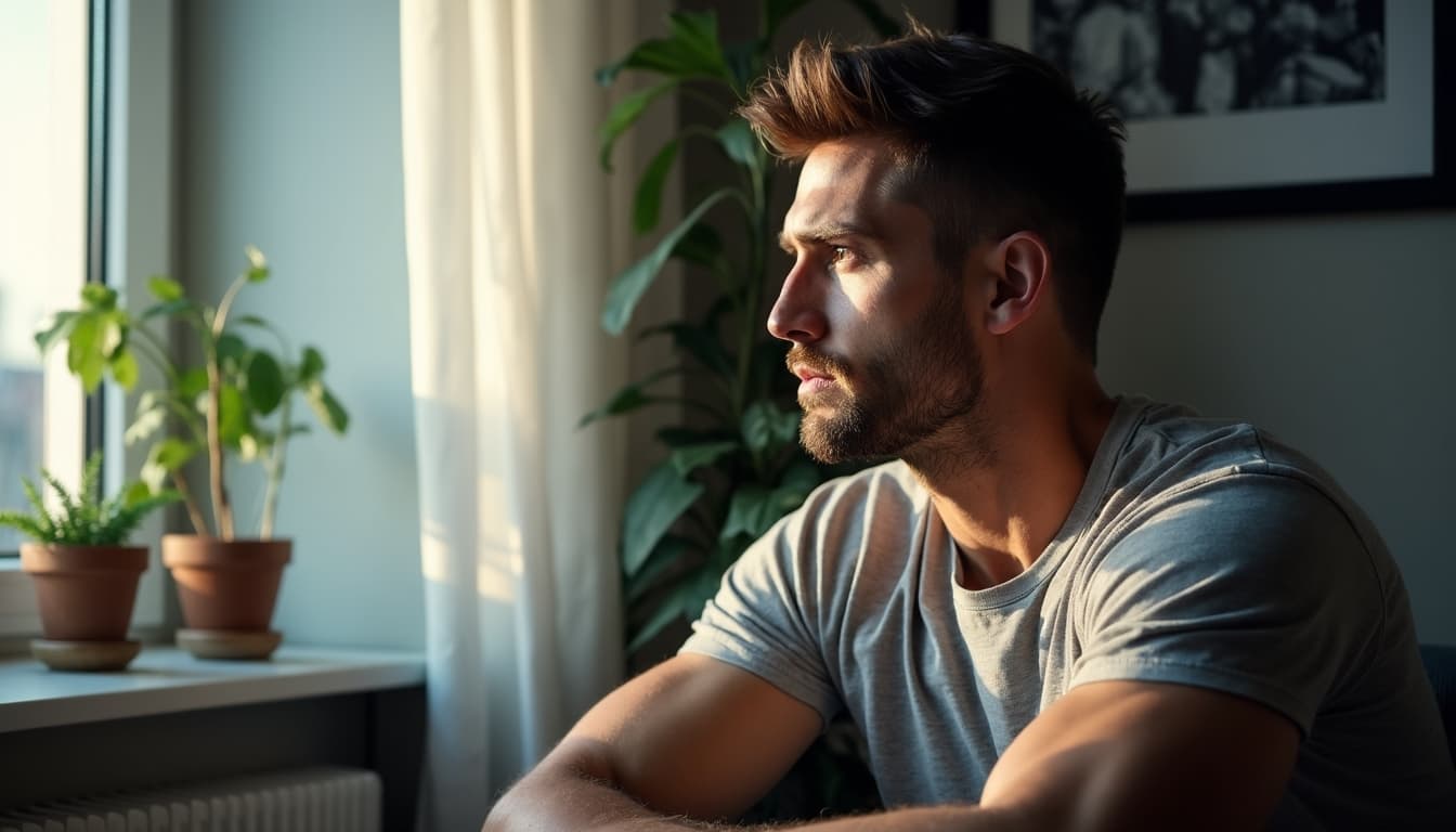 Man in deep reflection
