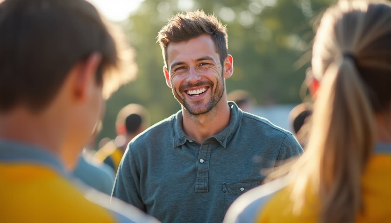 Homem experimentando alegria por meio de atividades de voluntariado