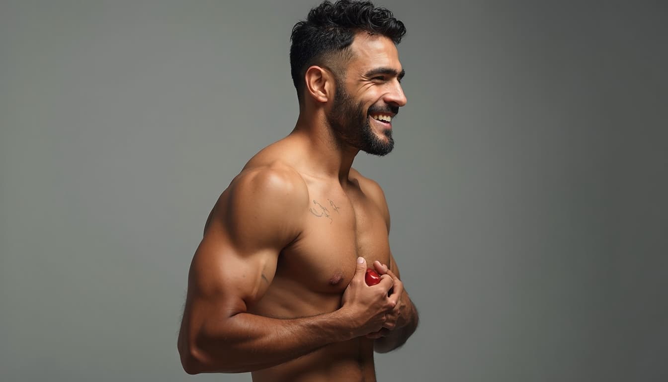 Empowered Brazilian Man Embracing Heart Health